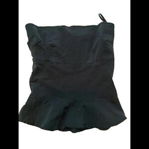 WetSeal Vintage Black Top Juniors Strapless Ruffle Bottom Elastic Zip Shirt S